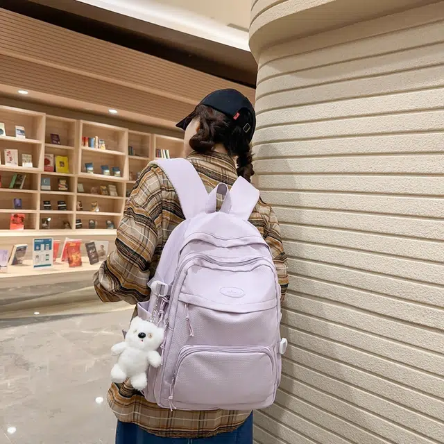 醇龙 拉链开合 尼龙 双肩包 女款 黑色/白色/黄色/紫色/蓝色