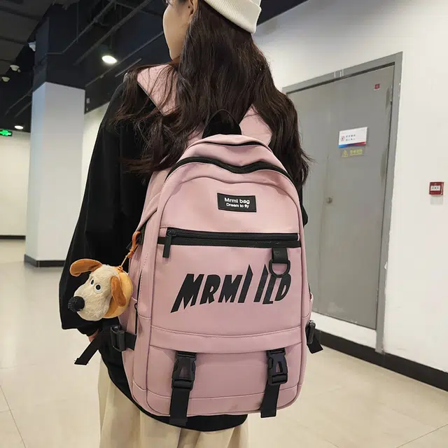 醇龙 拉链开合 尼龙 双肩包 男女同款情侣款 黑色/米白色/红色/灰色/粉色