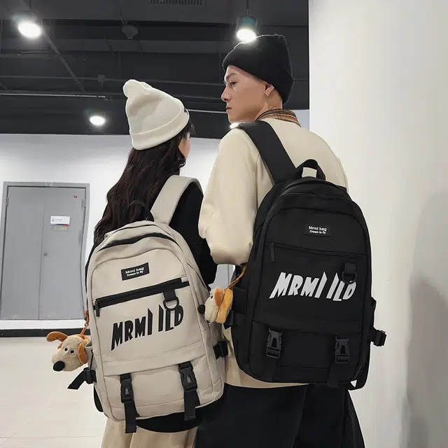 醇龙 拉链开合 尼龙 双肩包 男女同款情侣款 黑色/米白色/红色/灰色/粉色