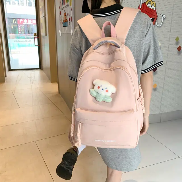 醇龙 中学生大容量日系纯色夏季休闲旅游防泼水 尼龙 双肩包 男女同款情侣款 多色