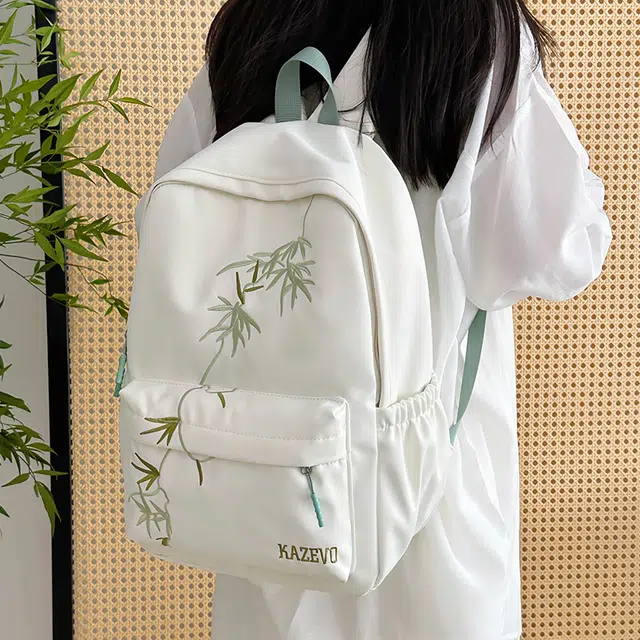 醇龙 新中式轻便大容量 涤纶 双肩包 女款 白色/黑色/卡其色