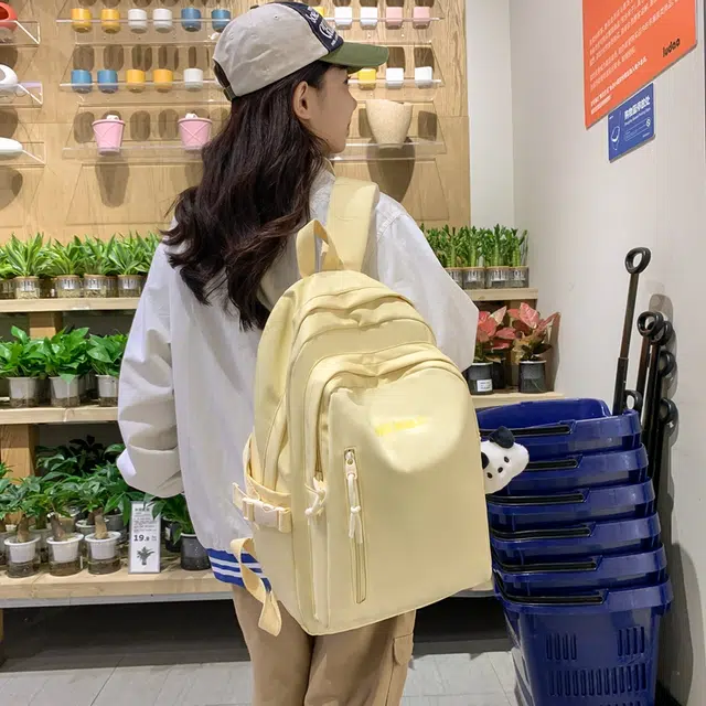 醇龙 简约百搭高颜值 尼龙 双肩包 女款 黑色/白色/黄色/粉色/蓝色