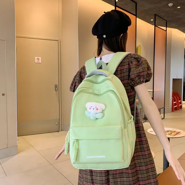 醇龙 中学生大容量日系纯色夏季休闲旅游防泼水 尼龙 双肩包 男女同款情侣款 多色
