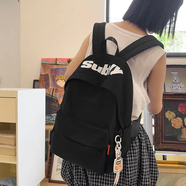 醇龙 日系书包高中大学生初中生结实韩版大容量百搭校园潮 尼龙 双肩包 男女同款情侣款 黑色/卡其色/绿色/白色/紫色