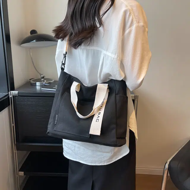 醇龙 简约时尚百搭 帆布 帆布包单肩斜挎包 女款 黑色/米白色/卡其色/蓝色