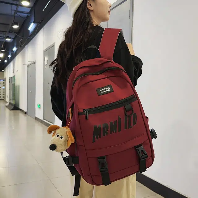 醇龙 拉链开合 尼龙 双肩包 男女同款情侣款 黑色/米白色/红色/灰色/粉色