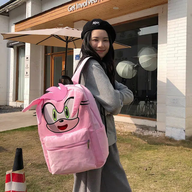 醇龙双肩包大容量粉色小学生背包卡通动漫可爱学生书包女毛绒多色