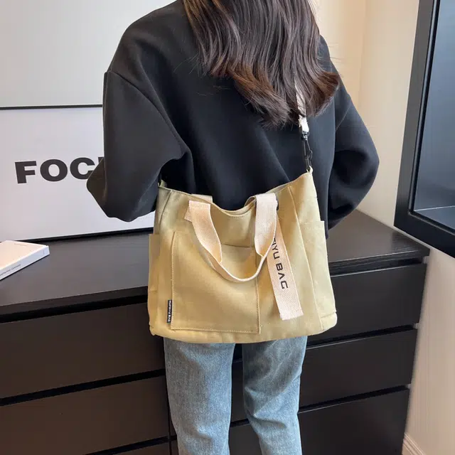 醇龙 简约时尚百搭 帆布 帆布包单肩斜挎包 女款 黑色/米白色/卡其色/蓝色