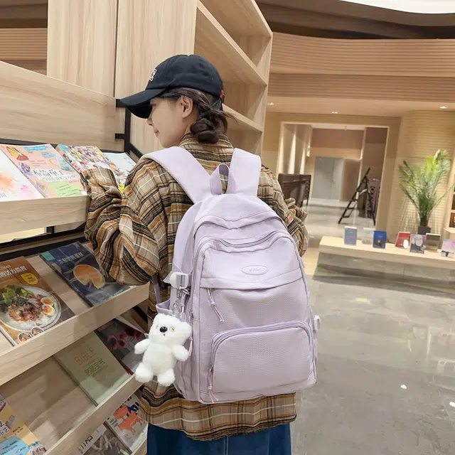 醇龙 拉链开合 尼龙 双肩包 女款 黑色/白色/黄色/紫色/蓝色