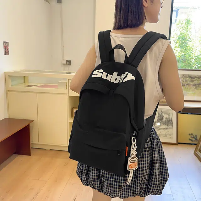 醇龙 日系书包高中大学生初中生结实韩版大容量百搭校园潮 尼龙 双肩包 男女同款情侣款 黑色/卡其色/绿色/白色/紫色