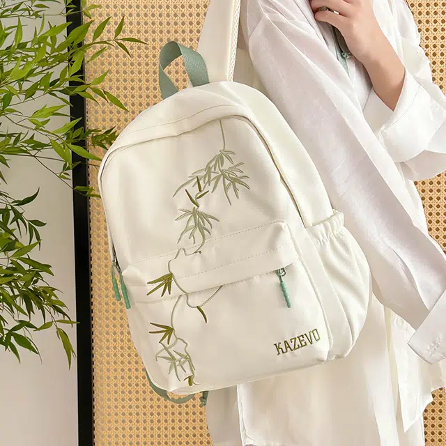 醇龙 新中式轻便大容量 涤纶 双肩包 女款 白色/黑色/卡其色