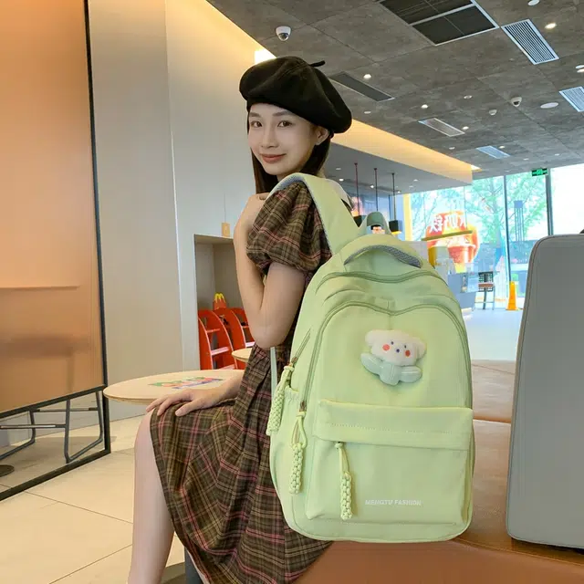 醇龙 中学生大容量日系纯色夏季休闲旅游防泼水 尼龙 双肩包 男女同款情侣款 多色
