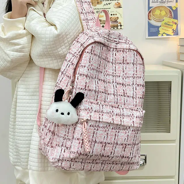 醇龙 文艺清新格子书包高中学生秋冬校园旅行旅游双背包 尼龙 双肩包 女款 多色