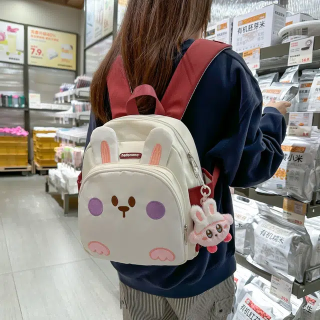 醇龙 幼儿园书包便携童趣宝宝背包卡通可爱小兔子 尼龙 双肩包 儿童款 白色/蓝色/紫色/粉色/黄色