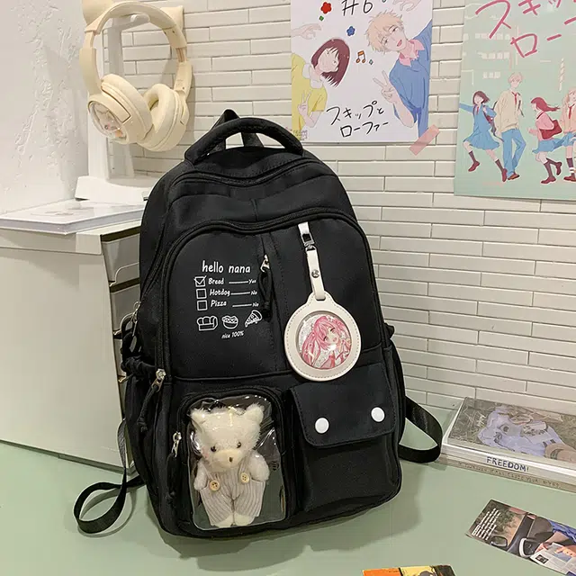醇龙 高颜值书包简约休闲大容量旅行背包森系娃娃痛包 尼龙 双肩包 男女同款情侣款 多色