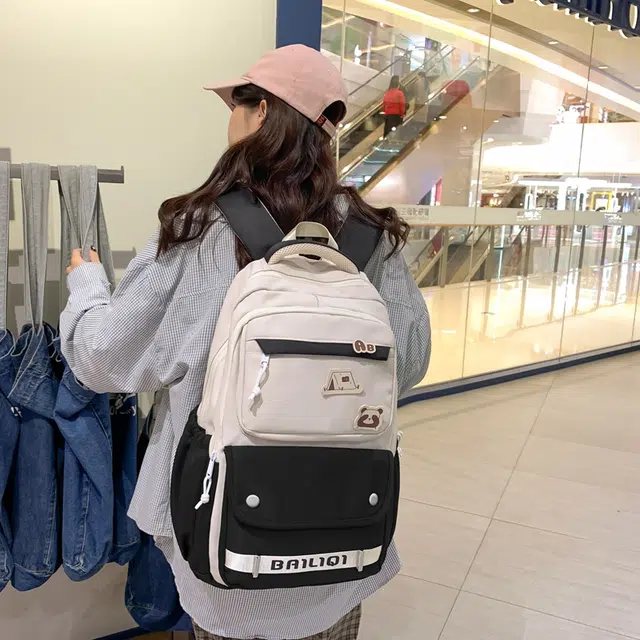 醇龙 冬季书包高中生中学生大学双肩包韩版简约减负大容量背包女 尼龙