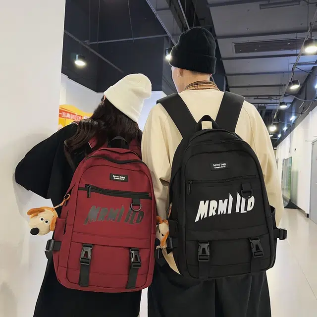 醇龙 拉链开合 尼龙 双肩包 男女同款情侣款 黑色/米白色/红色/灰色/粉色