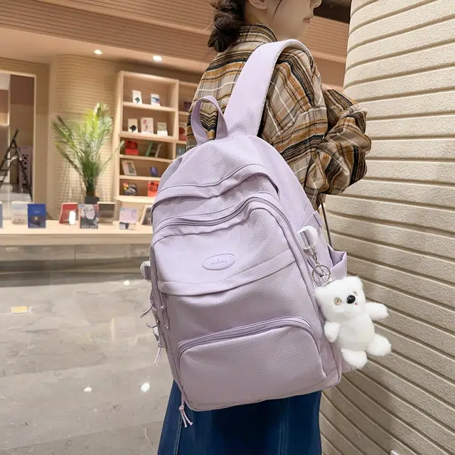 醇龙 拉链开合 尼龙 双肩包 女款 黑色/白色/黄色/紫色/蓝色