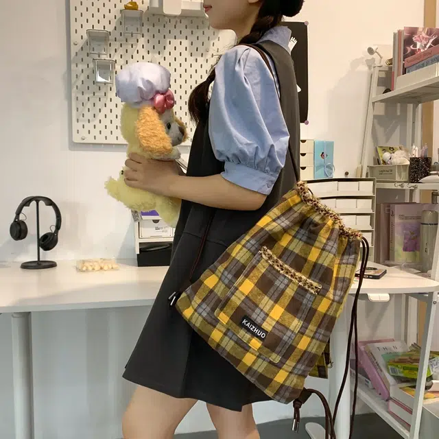 醇龙时尚帆布包女包可爱小熊韩版单肩斜挎包大容量学生手提上课包 帆布