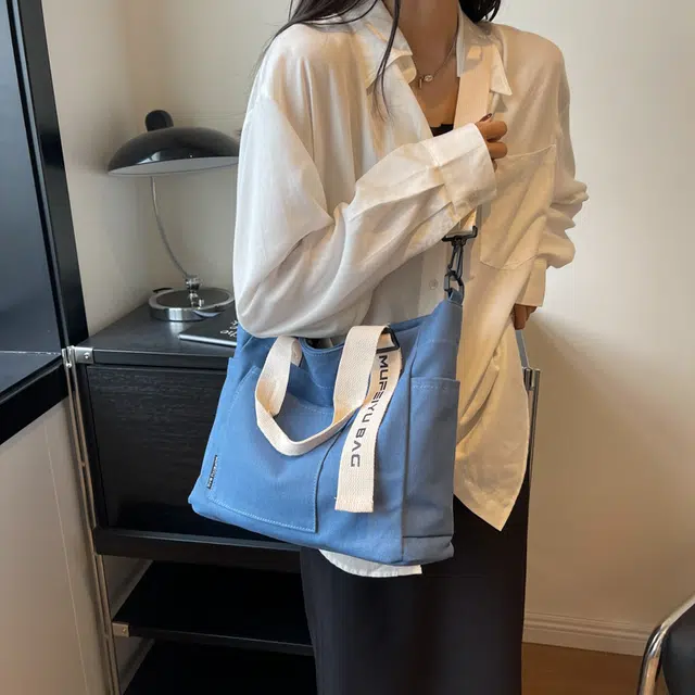 醇龙 简约时尚百搭 帆布 帆布包单肩斜挎包 女款 黑色/米白色/卡其色/蓝色
