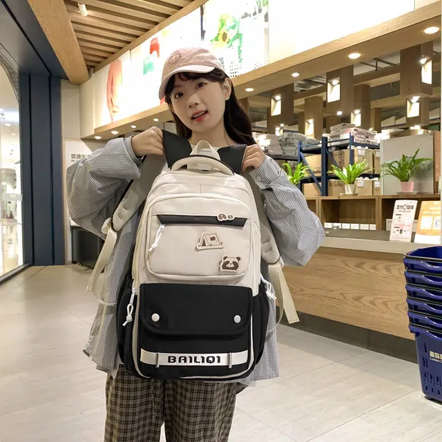 醇龙 冬季书包高中生中学生大学双肩包韩版简约减负大容量背包女 尼龙