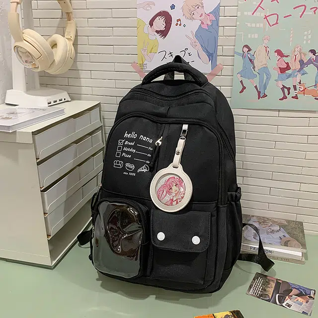 醇龙 高颜值书包简约休闲大容量旅行背包森系娃娃痛包 尼龙 双肩包 男女同款情侣款 多色