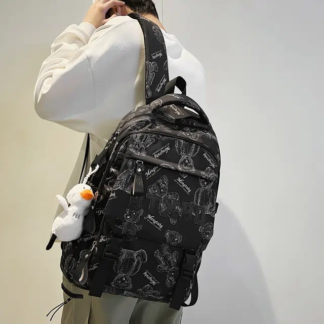 醇龙 书包初中生高颜值时尚潮流大学生背包高中生尼龙男女同款双肩包多色