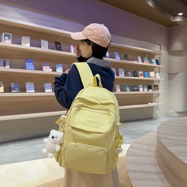 醇龙 拉链开合 尼龙 双肩包 女款 黑色/白色/黄色/紫色/蓝色