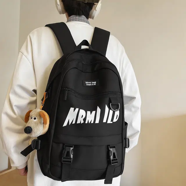醇龙 拉链开合 尼龙 双肩包 男女同款情侣款 黑色/米白色/红色/灰色/粉色