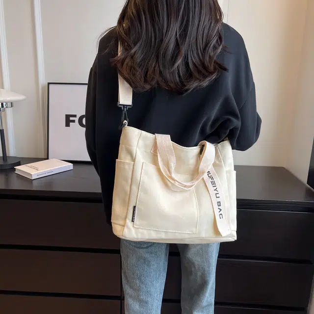 醇龙 简约时尚百搭 帆布 帆布包单肩斜挎包 女款 黑色/米白色/卡其色/蓝色