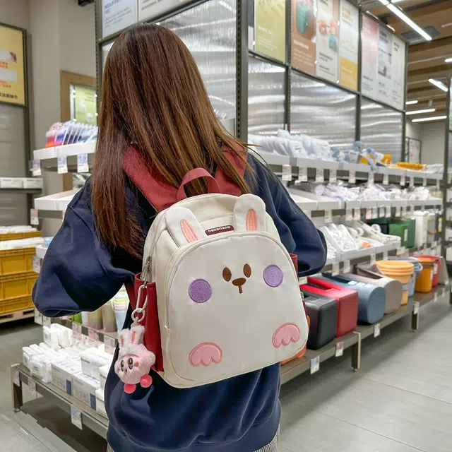 醇龙 幼儿园书包便携童趣宝宝背包卡通可爱小兔子 尼龙 双肩包 儿童款 白色/蓝色/紫色/粉色/黄色