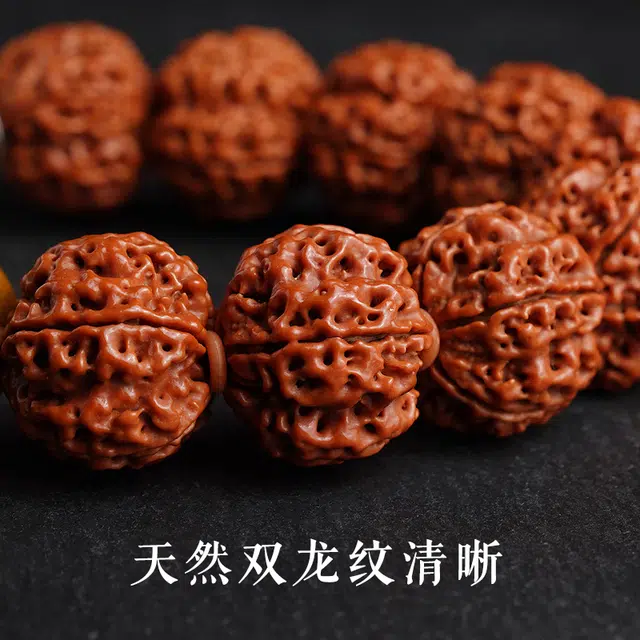 赤藤 吉祥如意招财进宝新中式复古风高雅大气九眼天珠文玩尼泊尔大盘玩爆肉红皮单圈文玩念佛#好运 金刚菩提 手串 男款