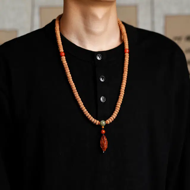 赤藤 招财进宝万事顺遂吉祥好运薄切老树王满肉一代盘龙纹手持文玩天珠配饰复古简约手工文化精致文玩 金刚菩提 手串 男女同款情侣款