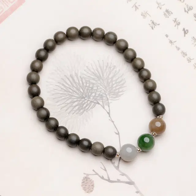 赤藤 财源广进招财纳福好事花生新中式国潮文玩古风简约时尚小众设计复古配饰好运连连招财进宝 檀木 手串 男女同款情侣款