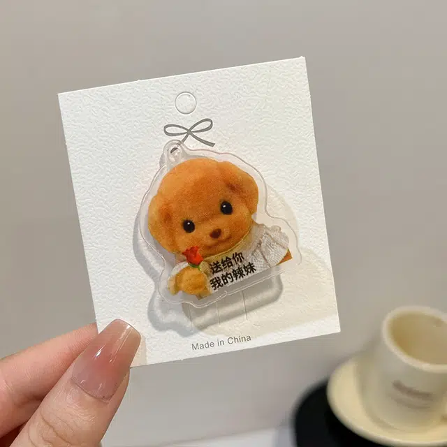 如花梦 搞怪趣味小狗贵宾犬刘海侧边碎发可爱甜美 亚克力 发夹 女款