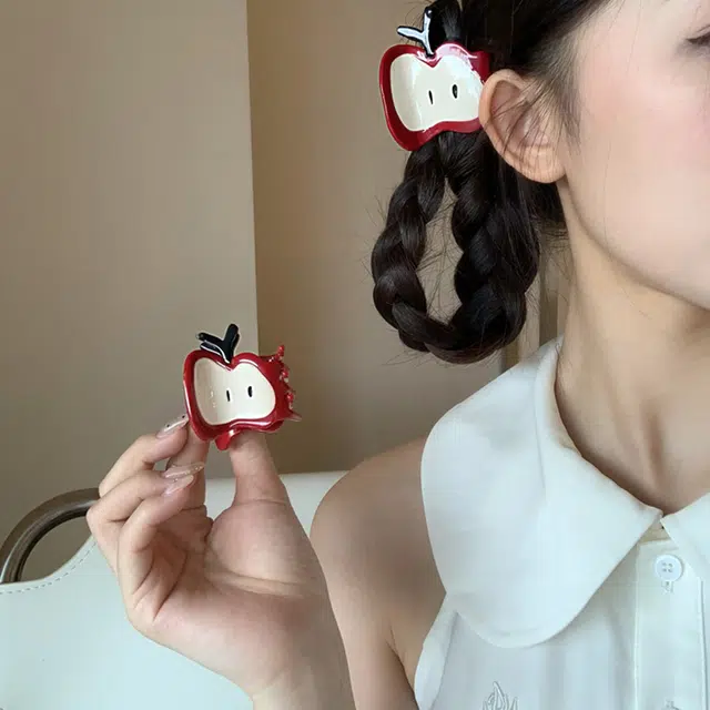 如花梦 可爱不规则苹果 甜美水果发饰抓夹盘发后脑勺鲨鱼夹 醋酸 发夹 女款