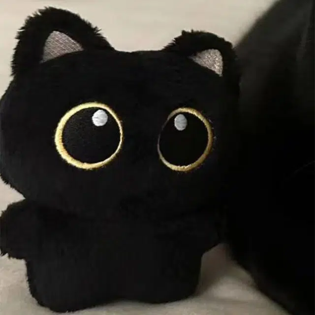 如花梦 黑猫玩偶公仔可爱猫咪 布艺 钥匙扣 男女同款情侣款