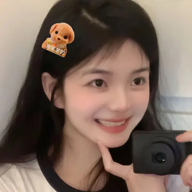 如花梦 可爱贵宾犬小鼻嘎卡通额前刘海夹少女心碎发侧边夹 亚克力 发夹 女款
