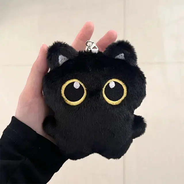 如花梦 黑猫玩偶公仔可爱猫咪 布艺 钥匙扣 男女同款情侣款