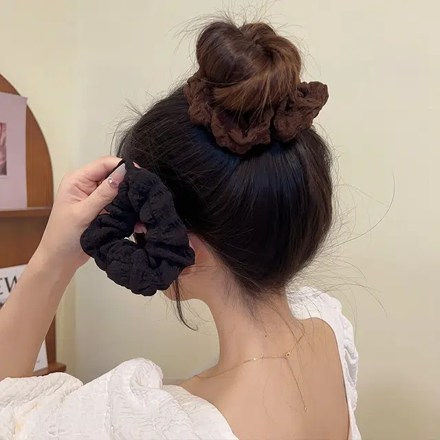 如花梦 甜美蓬松奶油泡泡大肠发圈 复古褶皱丸子头发饰发绳 日常百搭不伤发无痕头绳 女款