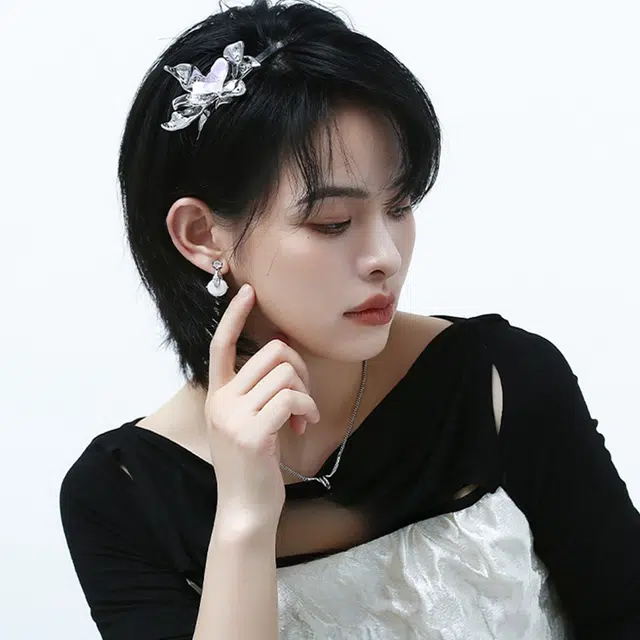 如花梦 小众高级感冷淡风设计感网红耳饰锆石复古轻奢 树脂珍珠玻璃 耳环 女款