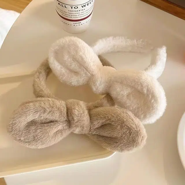 如花梦 可爱兔耳朵 日常百搭洗脸敷面膜 温柔防滑额前 毛绒 发箍 女款