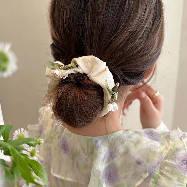 如花梦 在逃公主铃兰花蝴蝶结大肠森系小清新甜美少女心 布艺 发圈/头绳 女款