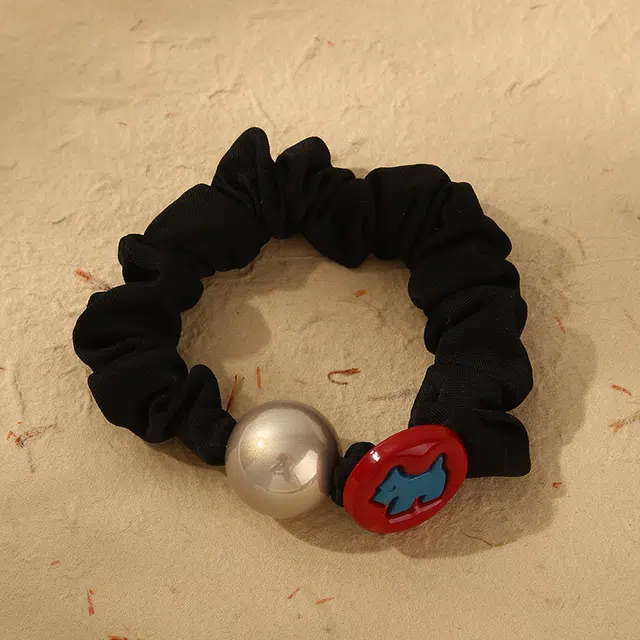 如花梦 法式蝴蝶结小狗 高弹力耐用#好运 布艺 发圈 女款