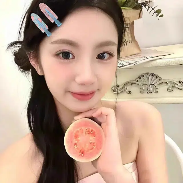 如花梦 甜美可爱果汁无痕边夹侧边刘海夹化妆夹头饰碎发一字夹 亚克力 发夹 女款