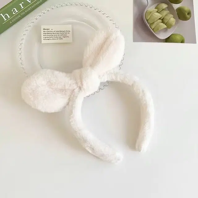 如花梦 可爱兔耳朵 日常百搭洗脸敷面膜 温柔防滑额前 毛绒 发箍 女款
