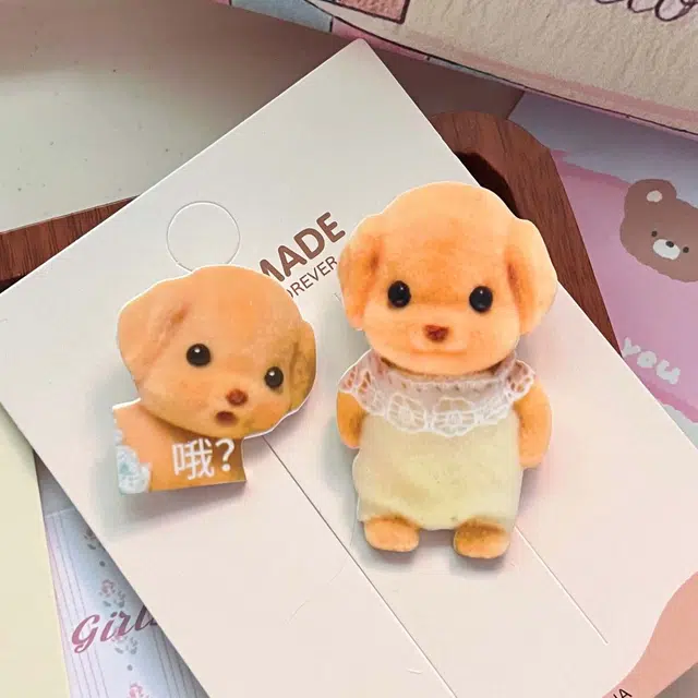 如花梦 可爱贵宾犬小鼻嘎卡通额前刘海夹少女心碎发侧边夹 亚克力 发夹 女款