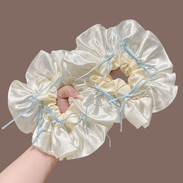 如花梦 甜美芭蕾风缎面蝴蝶结大肠 布艺 发圈 女款