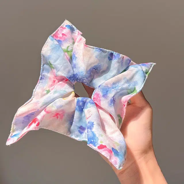 如花梦 油画风方巾大肠高级感慵懒风森系头饰超大 布艺 发圈 女款
