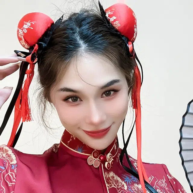 如花梦 中国风小众丸子发包 布艺 发夹 女款